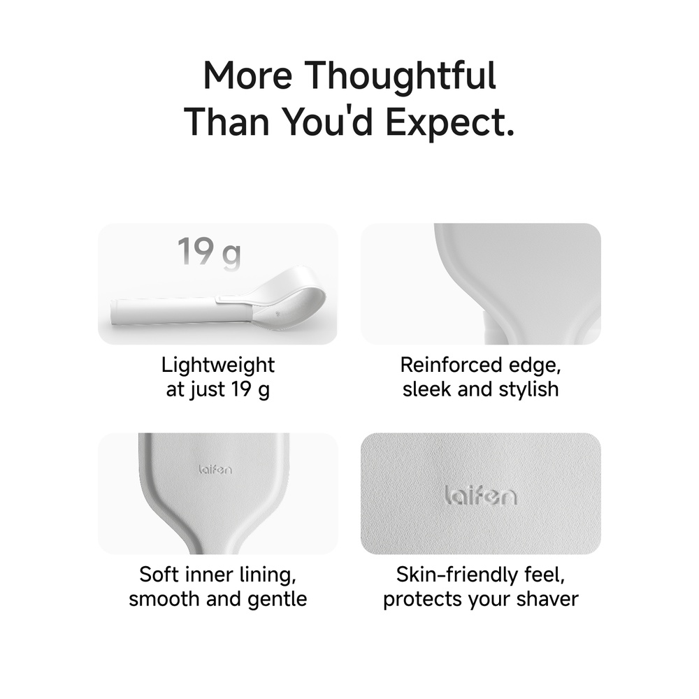 Чохол Laifen для бритви T1 Pro White Особливості магнітна застібка; водовідштовхувальний; ударостійкий; матеріал: TPU, мікрофібра; габарити 4,73 x 4,88 x 1,65 см; вага 19 г
