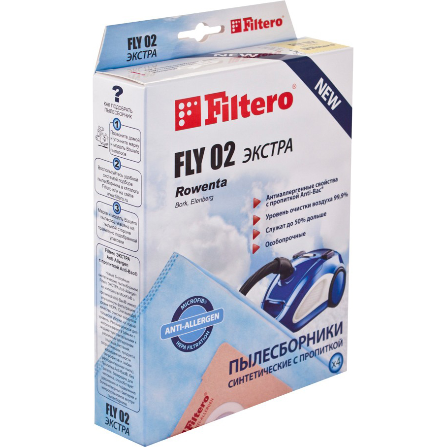 

Пылесборник FILTERO FLY 02 экстра (4шт), FLY 02 екстра (4) синтетичний