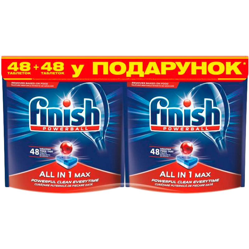 Таблетки для посудомоечных машин FINISH All in 1 tab 48+48 BOGOF (4820232970706)
