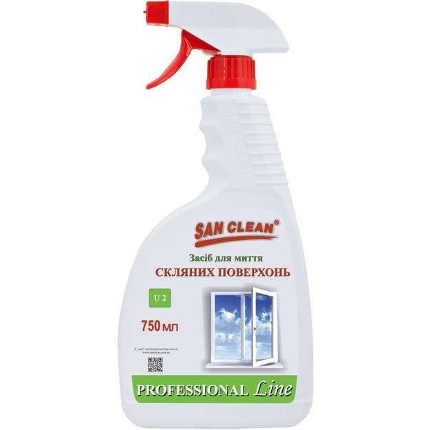 Засіб для чищення SAN CLEAN PROF для миття скляних поверхонь 750 г (4820003544570)