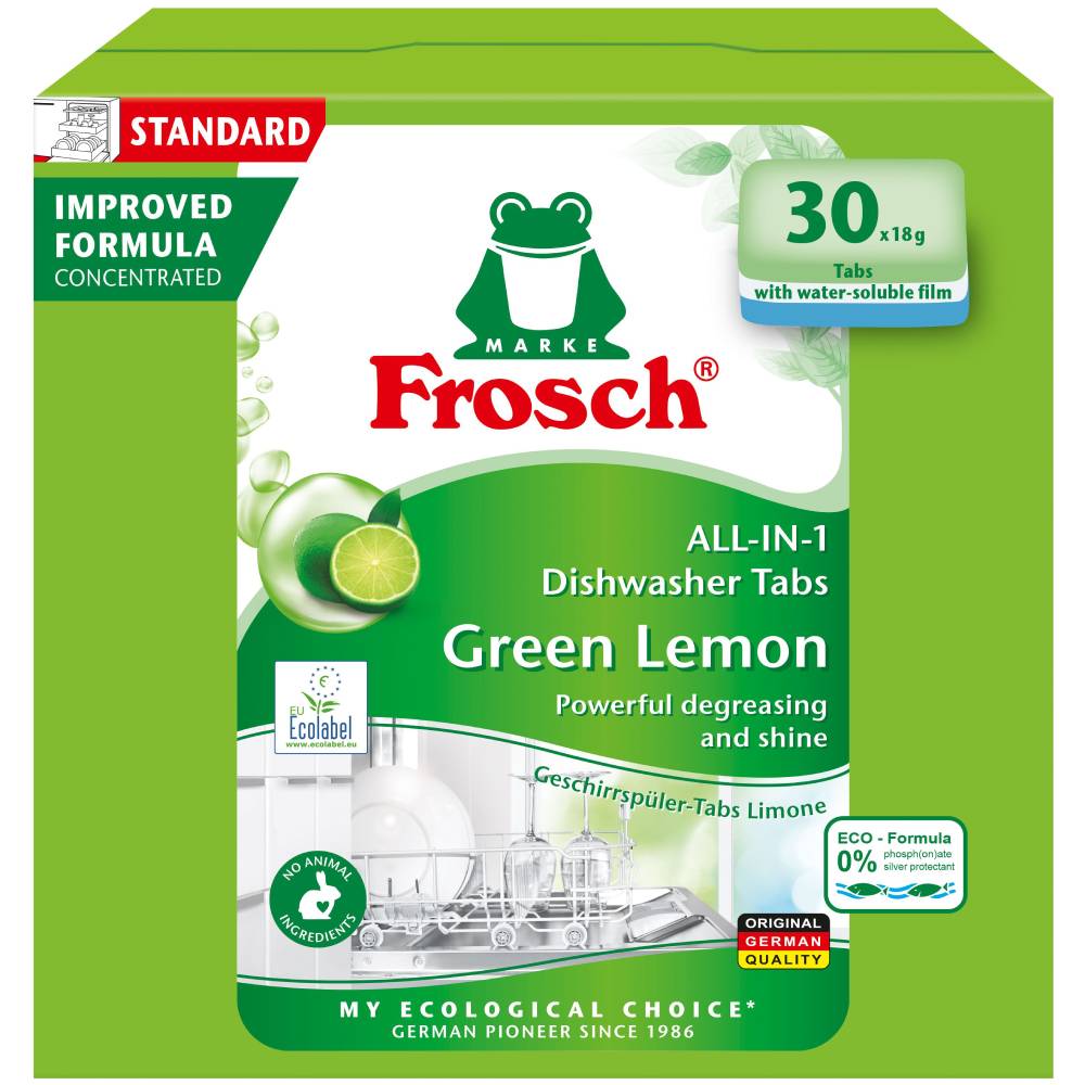 Таблетки для посудомоечных машин Frosch Лимон 30 шт. (716513) Таблетки для посудомоечных машин Frosch Лимон 30 шт. (716513)