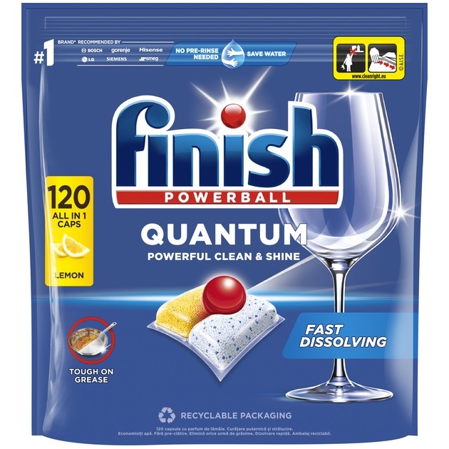 Капсулы для посудомоечных машин FINISH Quantum All in 1 Лимон 120 шт. (5908252009671)