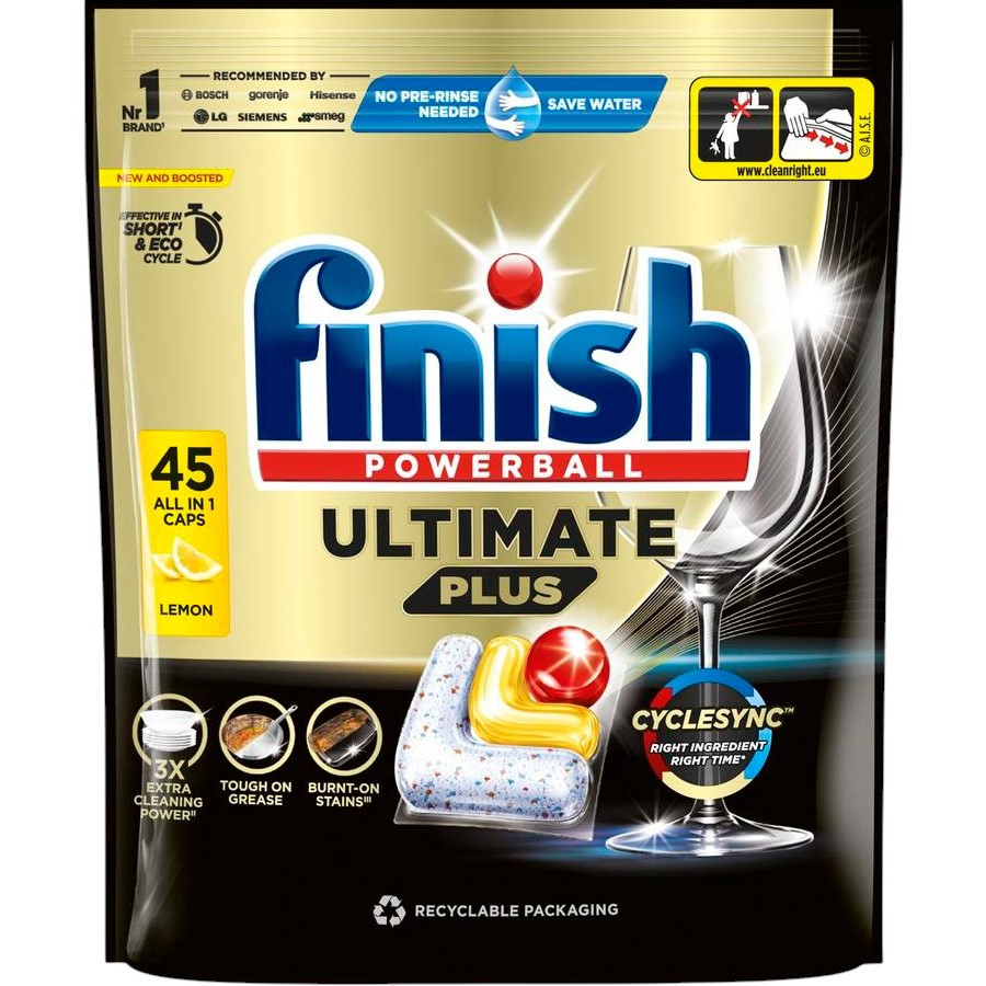 Капсули для посудомийних машин FINISH Ultimate Plus Lemon 45 шт (5908252010998)