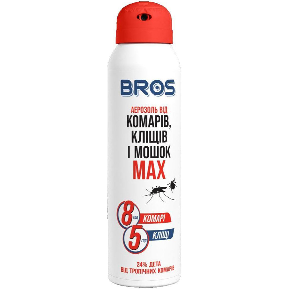 Аэрозоль от комаров и клещей BROS MAX 90 мл (5904517065185/5904517324572) Аэрозоль от комаров и клещей BROS MAX 90 мл (5904517065185/5904517324572)
