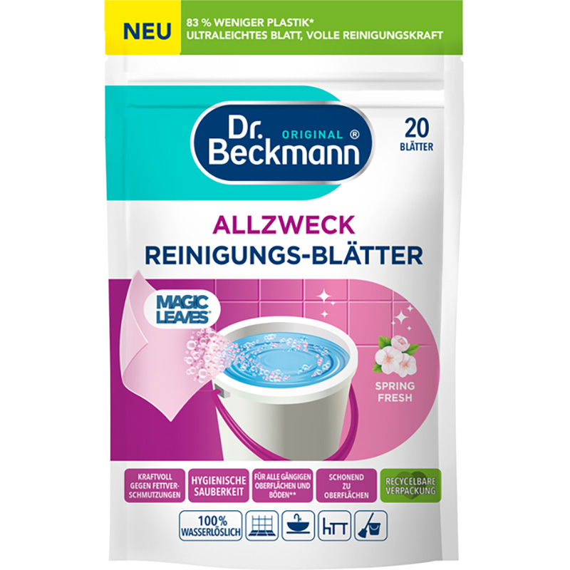 Растворимые салфетки для уборки DR. BECKMANN Magic Leaves Весенняя свежесть 20 шт (4008455097312)