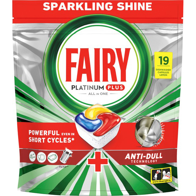 Капсули для посудомийних машин FAIRY Platinum Plus All In One Lemon 19 шт (8700216236669)