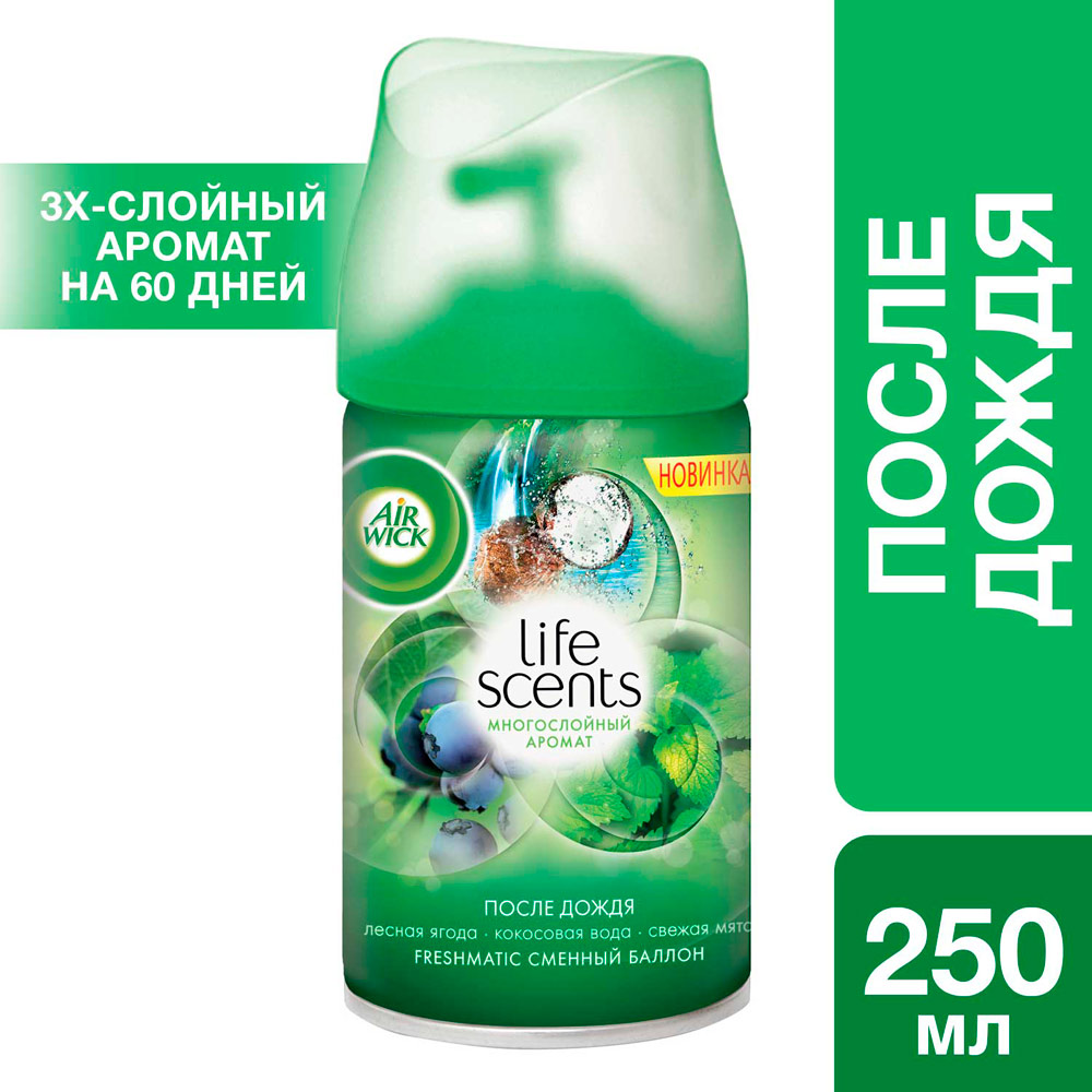 Змінний балон до Air Wick Freshmatic Life Scents Після дощу 250 мл (5011417562413) Спосіб застосування Вимкніть диспенсер, встановивши коліщатко на задній частині пристрою на позначку off. Перед тим, як вставляти змінний балон, переконайтеся, що червоний важіль всередині пристрою знаходиться у верхньому положенні (піднятий). Вставте змінний балон носиком н