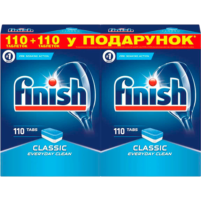 

Таблетки для посудомоечных машин FINISH Classic BOGOF 110 + 110 шт (4820232970492), таблетки Classic 110+110 BOGOF