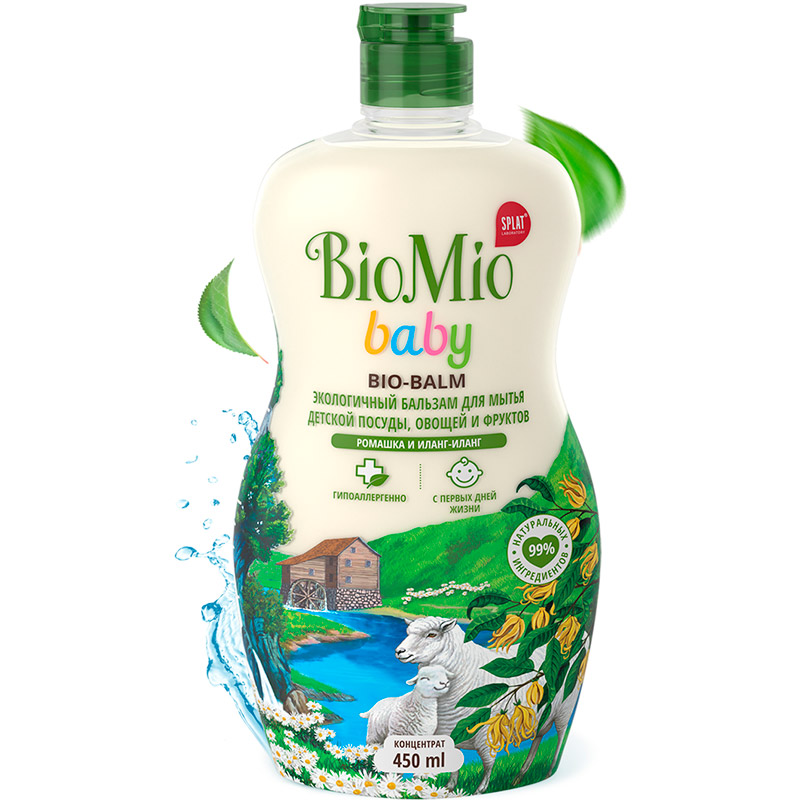 

Средство для мытья посуды BioMio Baby Bio-Balm Ромашка и Иланг-Иланг 450 мл (4603014011299), BABY. BIO-BALM бальзам для мытья детской посуды.