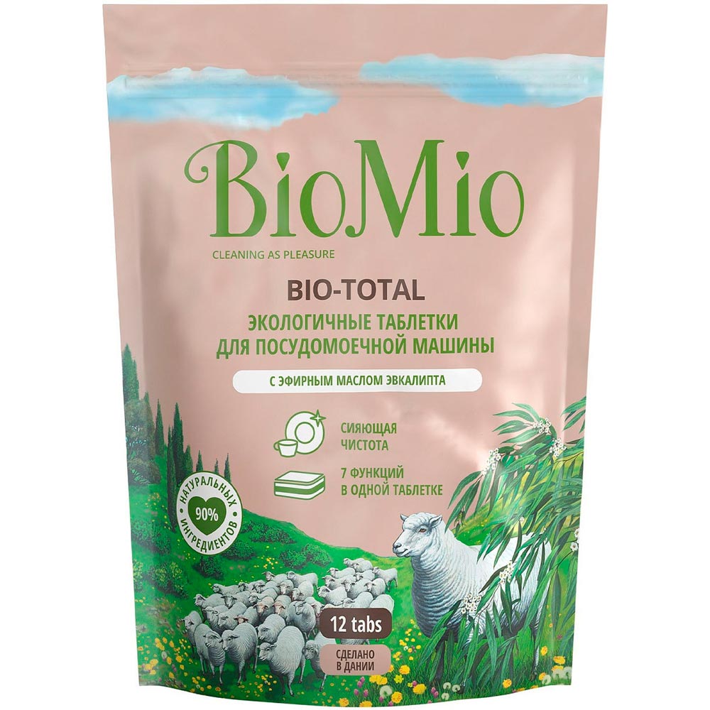 

Таблетки для мытья посуды BioMio Bio-Total с маслом эвкалипта 12 шт (4603014010544), BIO-TOTAL ТАБЛЕТКИ для посудомоечной машины