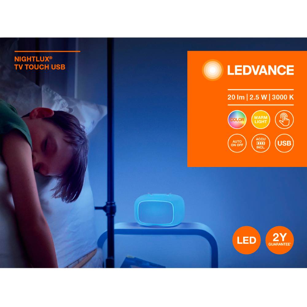 Ночник LEDVANCE NIGHTLUX TOUCH LED 2,5W Retro TV (4058075602137) Тип живлення від мережі