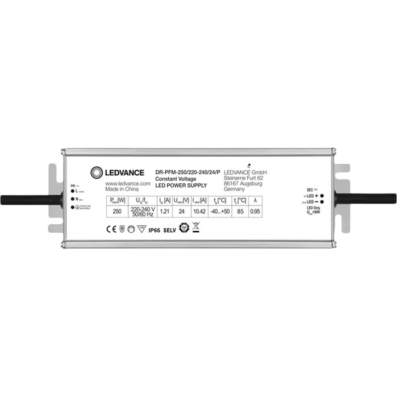 Драйвер LEDVANCE DR-PFM-250/220-240/24/P 10X1 IP66 (4058075240032)