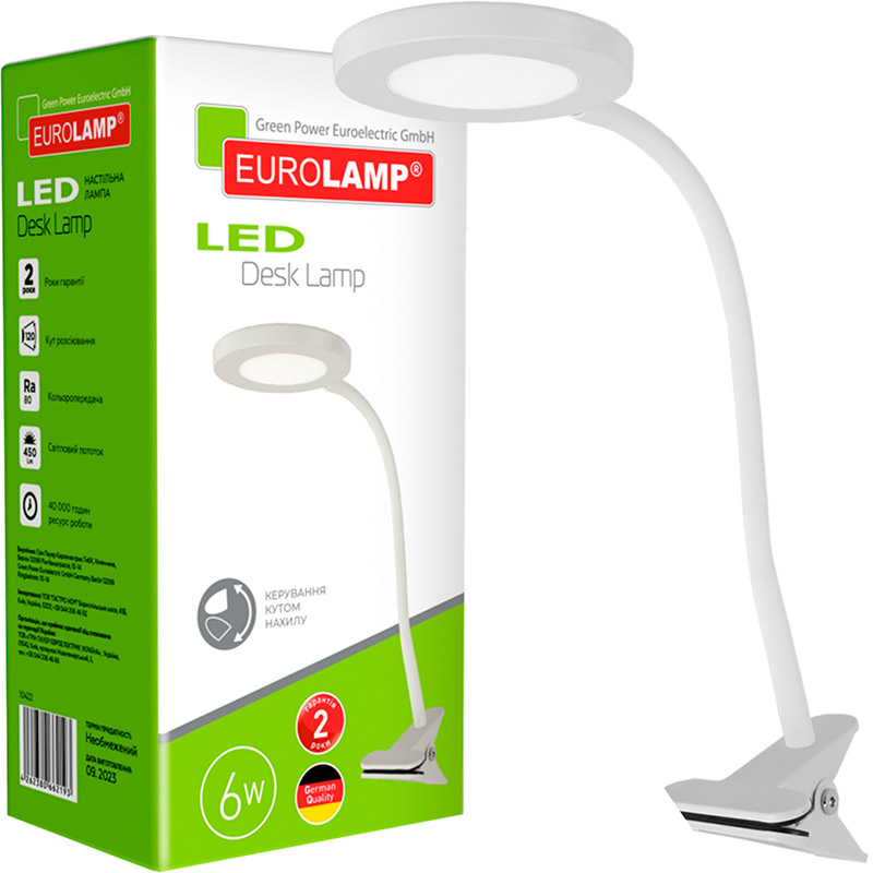 Лампа настільна EUROLAMP LED-TLP-6W White Тип живлення від мережі