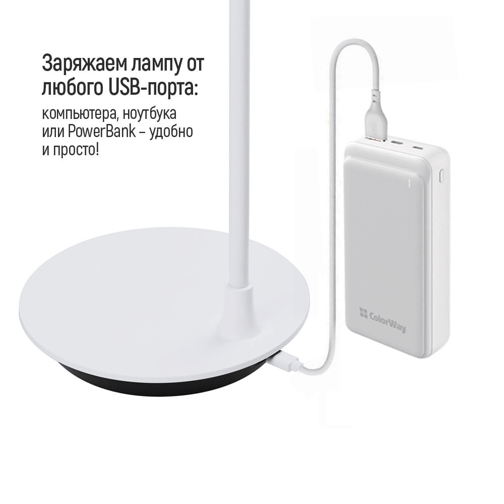 Покупка Настольная лампа COLORWAY Portable & Flexible 360 White (CW-DL12FB-W)