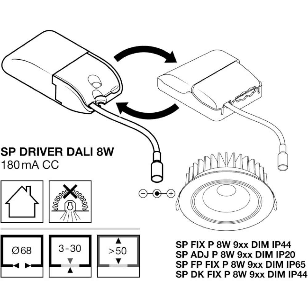 Блок питания LEDVANCE SP DRIVER DALI 8W (4099854089558) Мощность 8