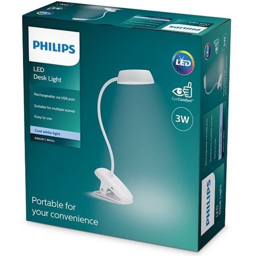 Зовнішній вигляд Настільна лампа PHILIPS Donutclip 1200 мАг USB-A White (929003179727)