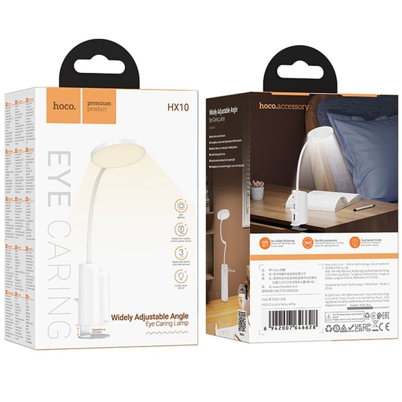 Внешний вид Настольная лампа HOCO HX10 Clip table lamp White (6942007646628)