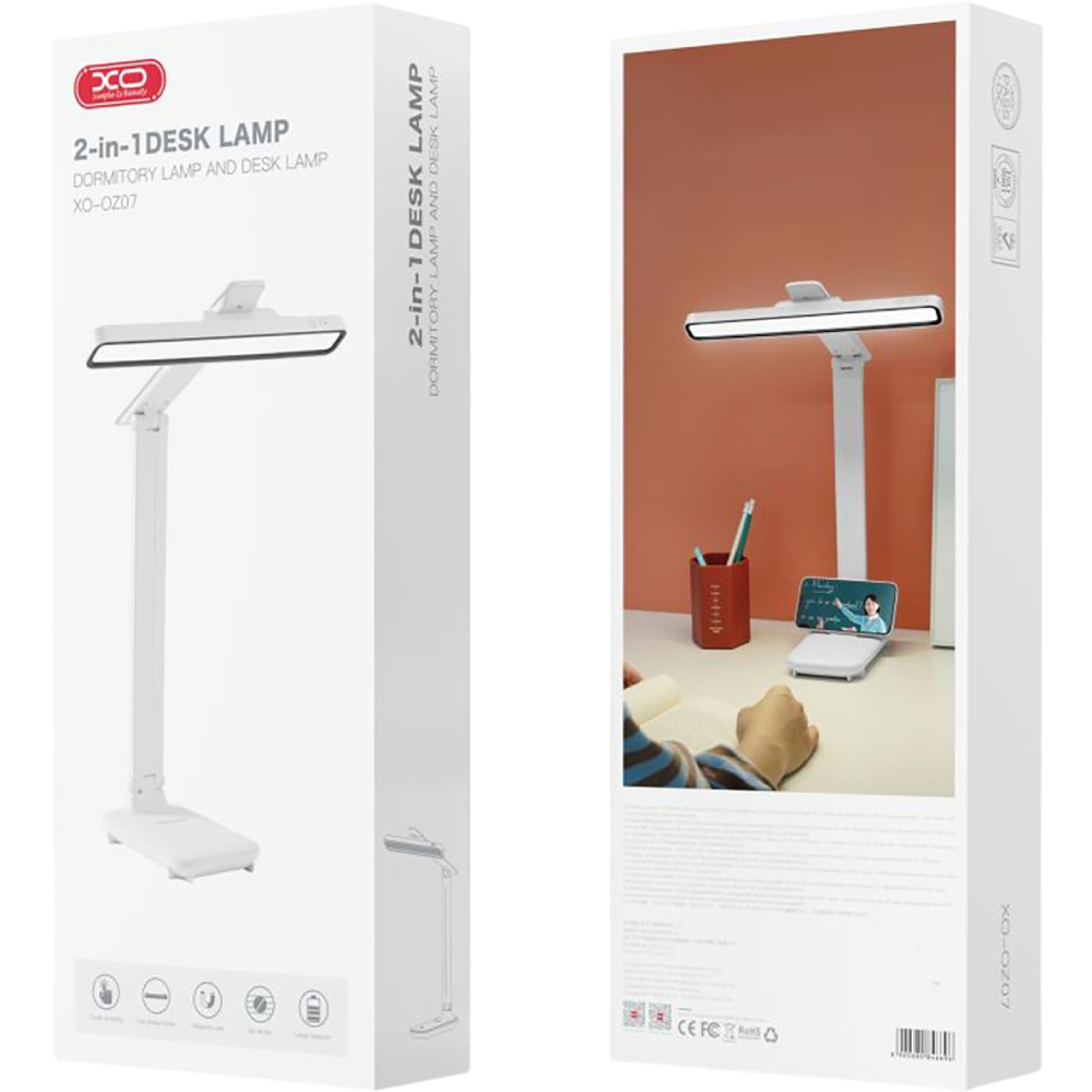 Фото Настільна лампа XO OZ07 3-Color Lamp with Remote Control 1200mAh White
