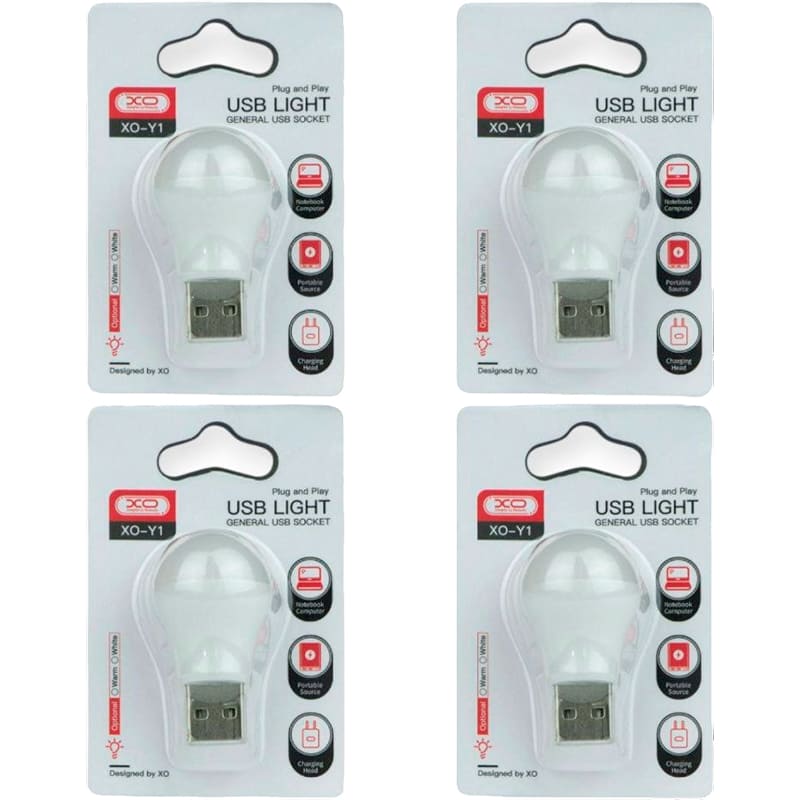 USB Лампа XO Y1 1W 4 шт White (Y1-4) Кількість джерел світла 1