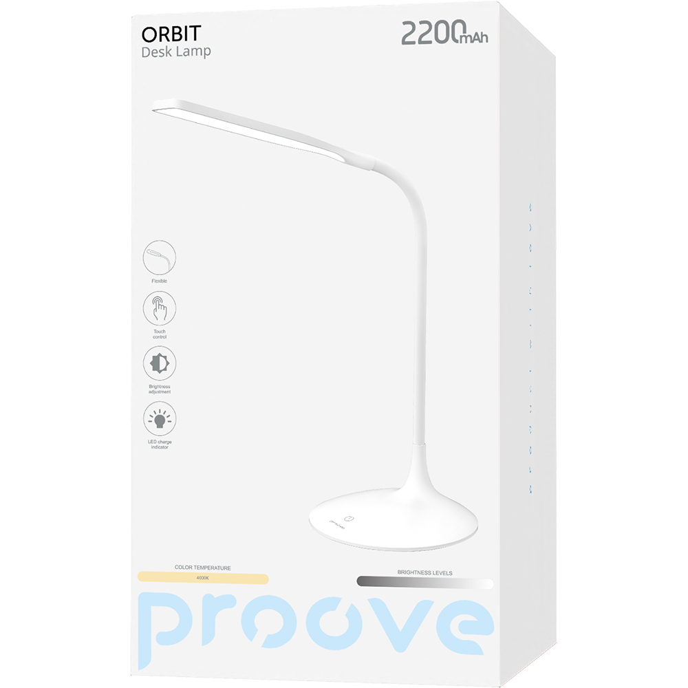 Фото Настільна лампа PROOVE Orbit 2200 mAh White (DLMP07002002)