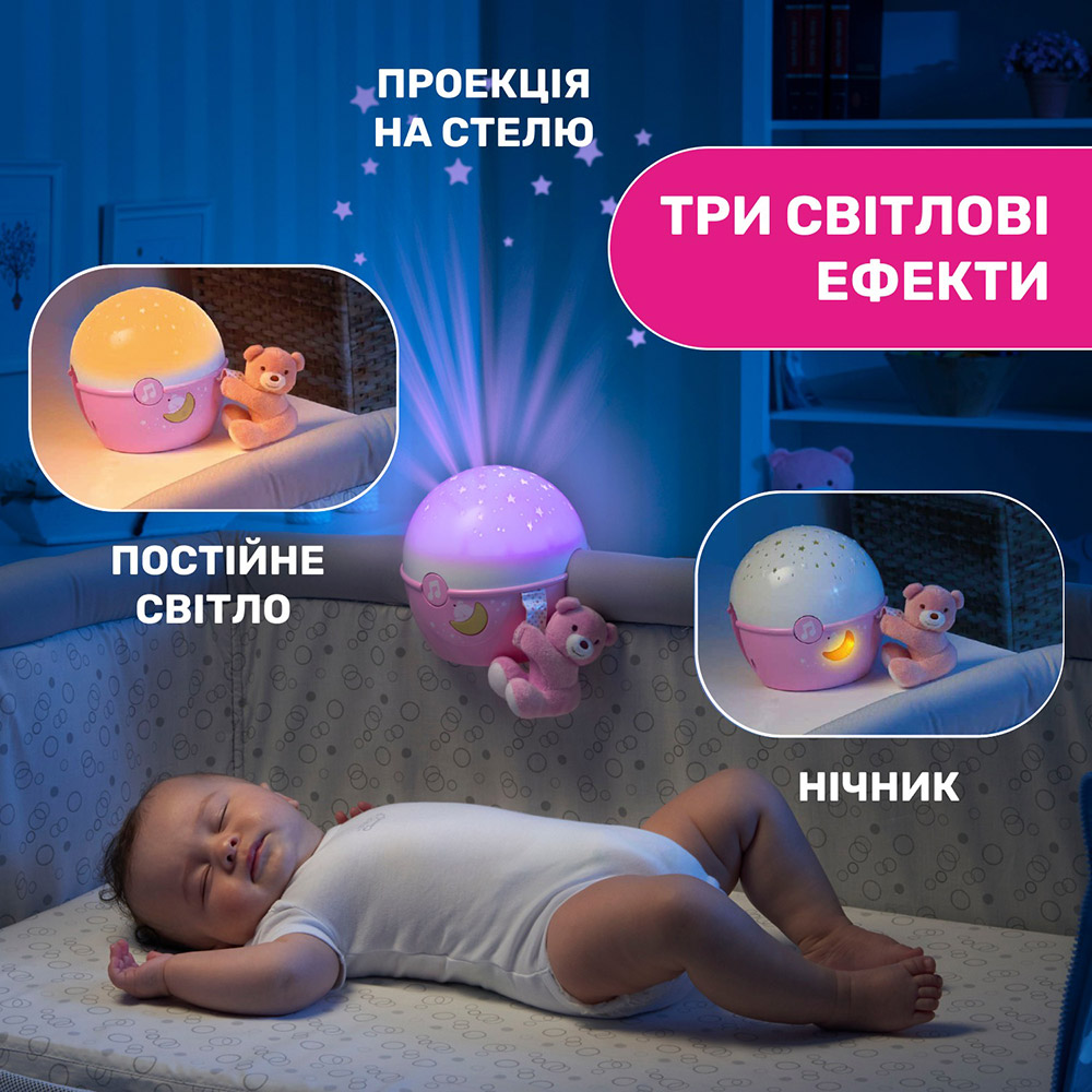 Ночник CHICCO Next2 Stars Pink (07647.10) Тип выключателя кнопка