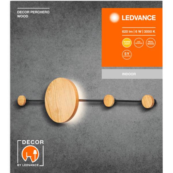 Светильник LEDVANCE Decor Perchero Wood WiFi Black (4058075756786) Мощность 6