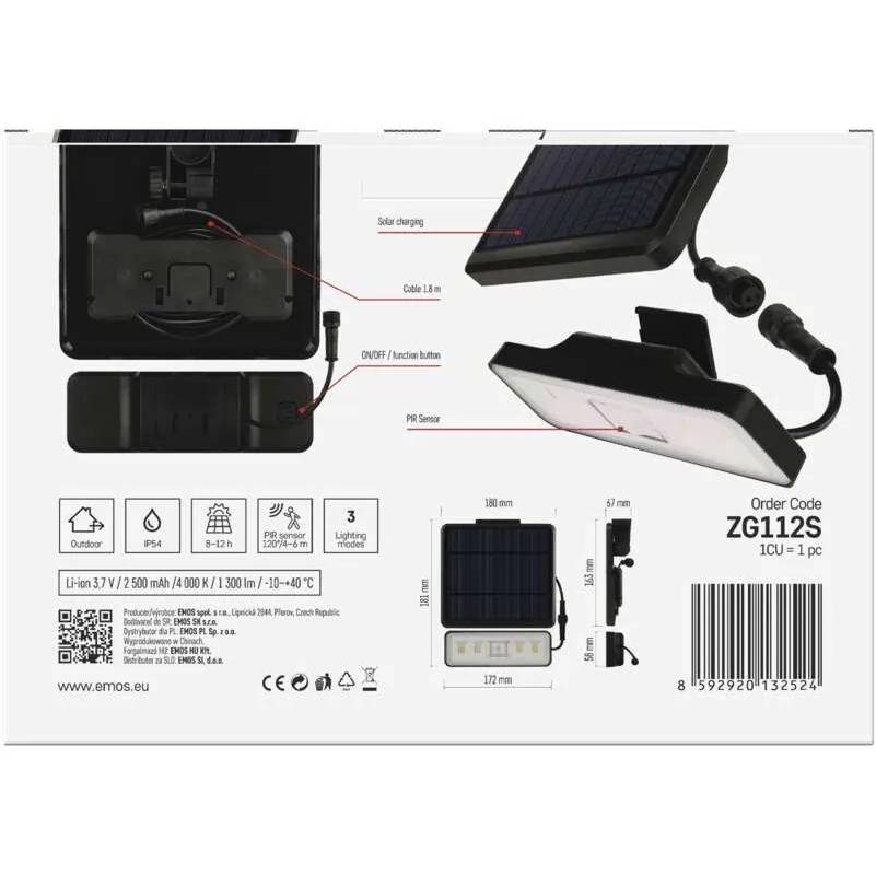 Обзор Светодиодный солнечный прожектор EMOS 1300 лм 4000K (ZG112S)