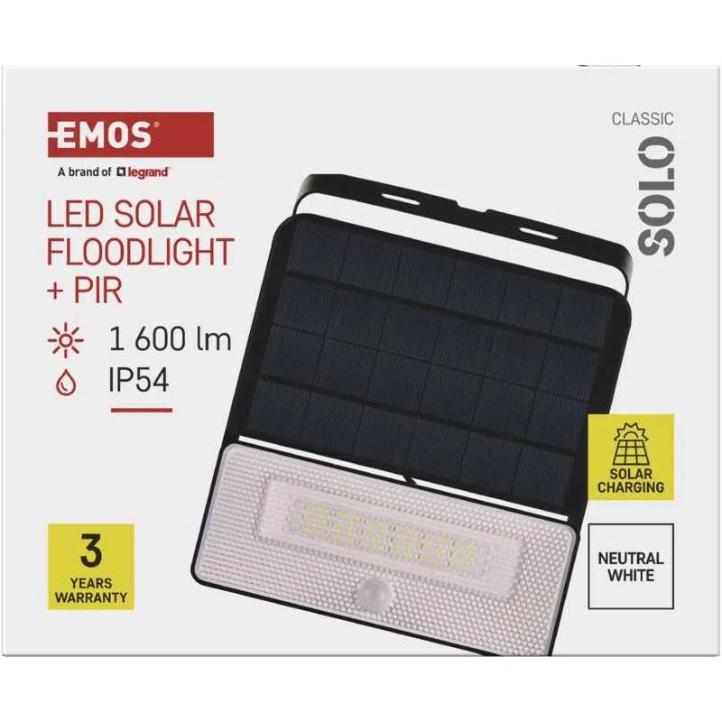 В Фокстрот Светодиодный солнечный прожектор EMOS 1600 лм 4000K (ZG122S)