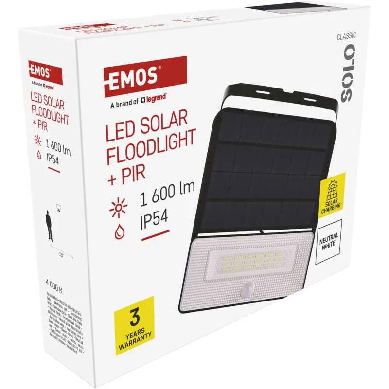 Обзор Светодиодный солнечный прожектор EMOS 1600 лм 4000K (ZG122S)