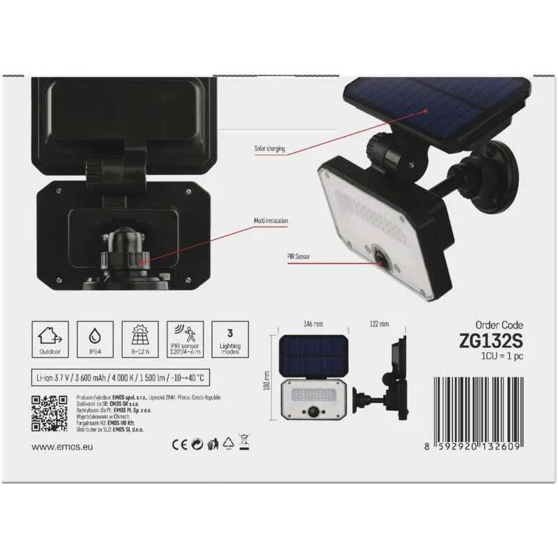Фото 14 Світлодіодний сонячний прожектор EMOS 1500 лм 4000K (ZG132S)