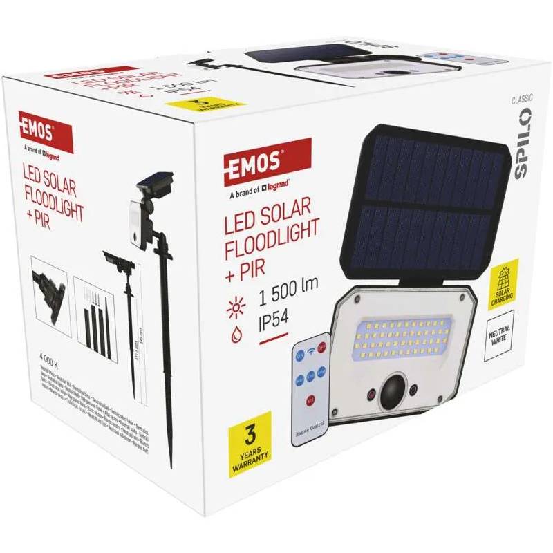 В інтернет магазині Світлодіодний сонячний прожектор EMOS 1500 лм 4000K (ZG132S)