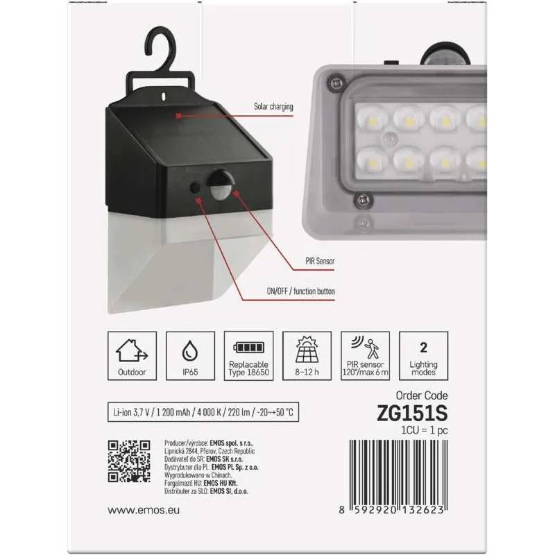 Фото 14 Світлодіодний сонячний світильник EMOS 220 лм 4000K (ZG151S)