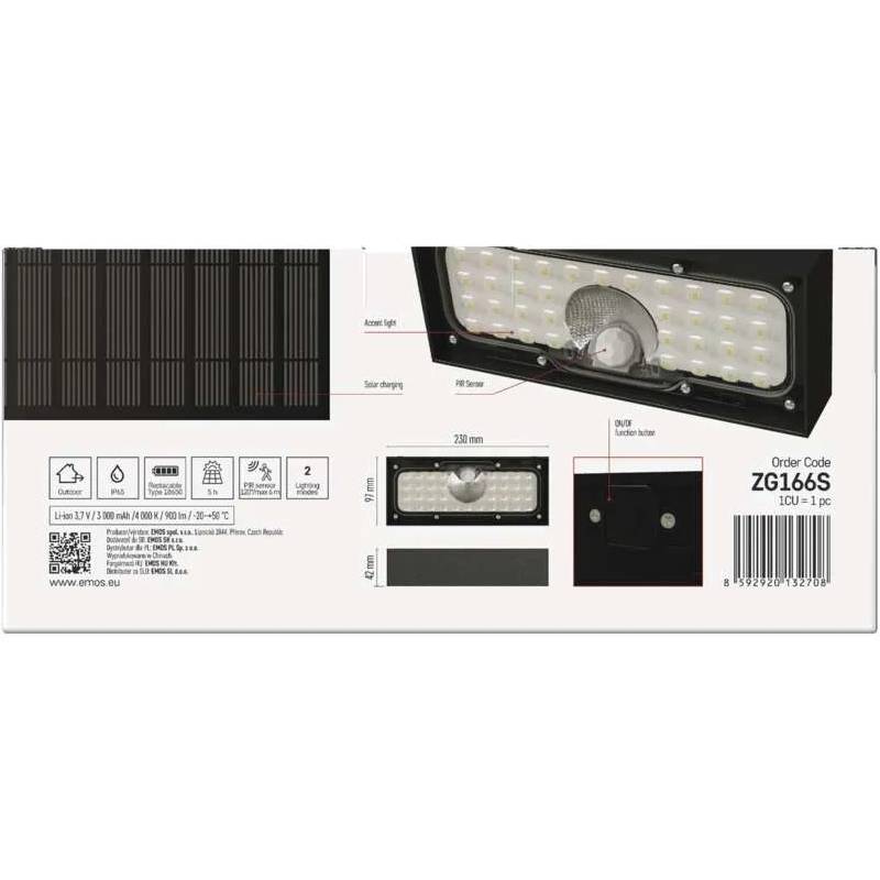 У Фокстрот Світлодіодний сонячний світильник EMOS 900 лм 4000K (ZG166S)