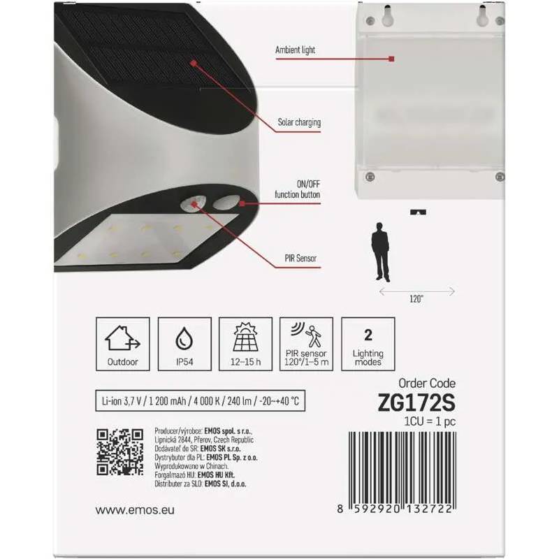 Огляд Світлодіодний сонячний світильник EMOS 240 лм 4000K (ZG172S)