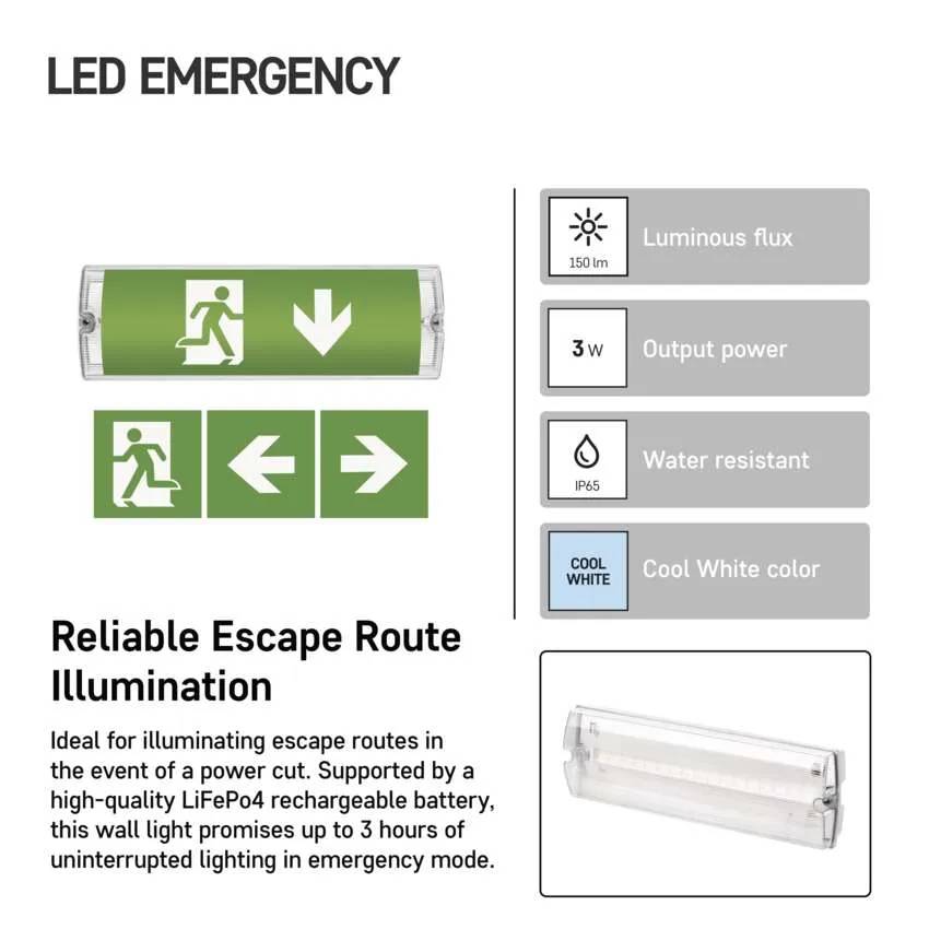 Світильник світлодіодний аварійний EMOS 3Вт (ZN1110) Тип настінний