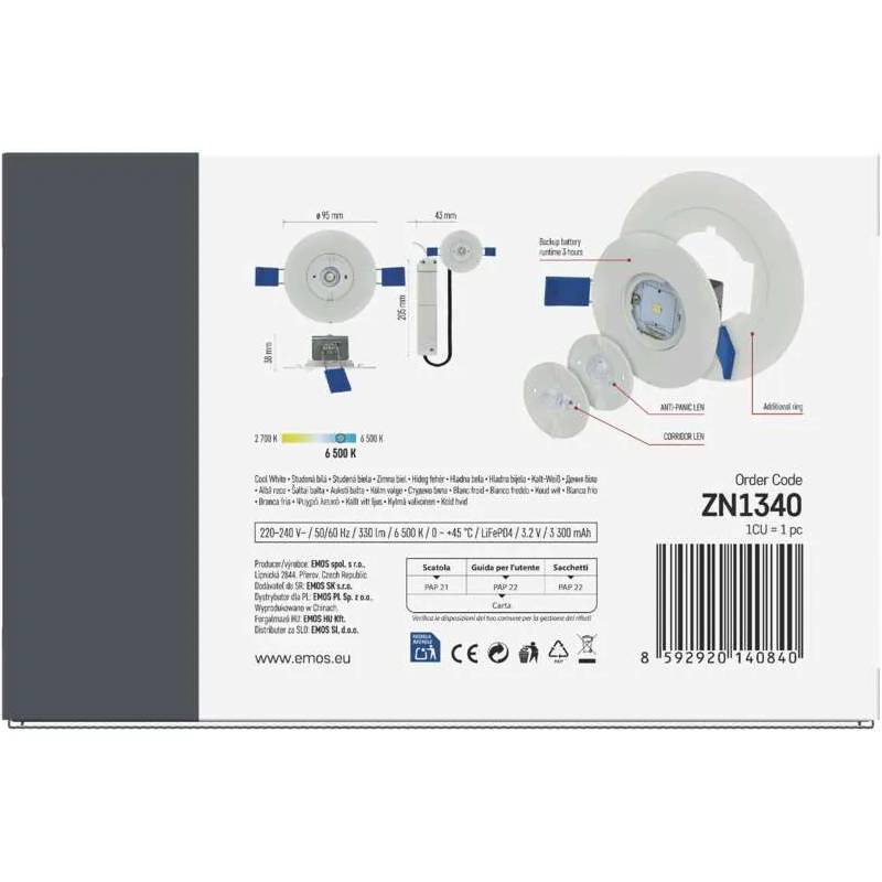 Огляд Світильник світлодіодний аварійний EMOS 2Вт (ZN1340)