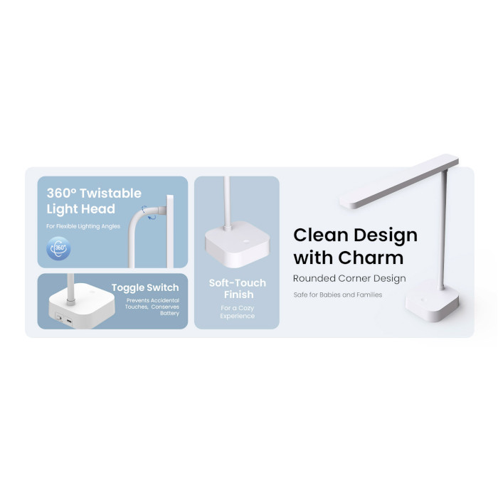 Настільна лампа YEELIGHT Jasmine Rechargeable Desk Lamp 5000K White (YLYTD-0039) Тип живлення акумулятор