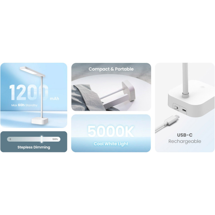 Настільна лампа YEELIGHT Jasmine Rechargeable Desk Lamp 5000K White (YLYTD-0039) Тип настільна лампа