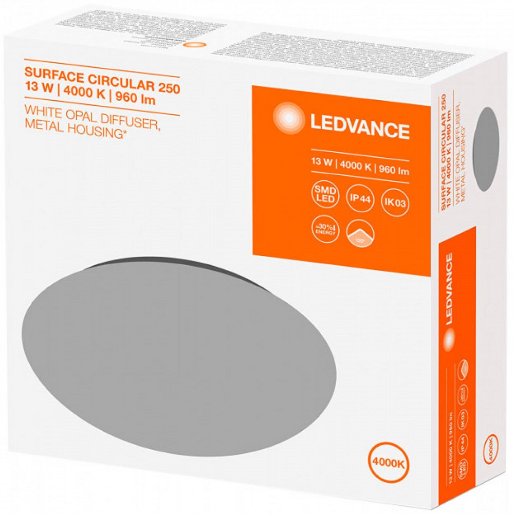 Світильник OSRAM LEDVANCE SF Circular LED 250 13W/4000K IP44 (4058075110144) Тип живлення від мережі