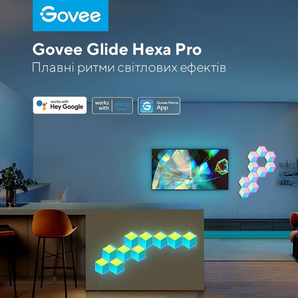 Зовнішній вигляд Набір світильників GOVEE H6066 Glide Hexa Pro LED Light Panels 10 шт Білий (H6066302)