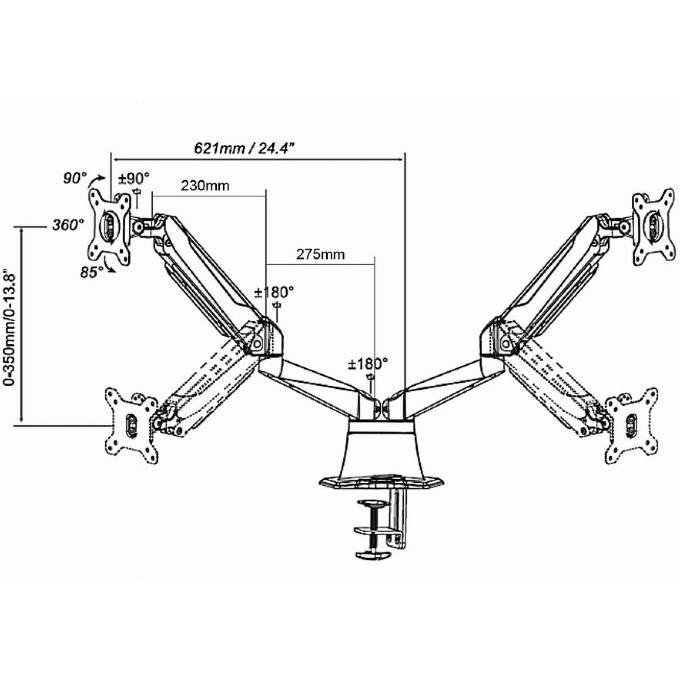 Кронштейн GEMBIRD MA-DA2-01 Конструкція 4 ступеня свободи