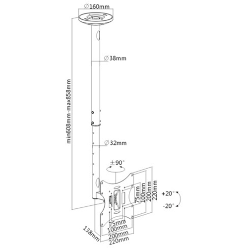 Кронштейн ITECHMOUNT CELB 202R Конструкция 2 степени свободы