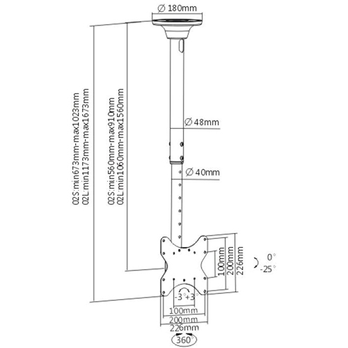 Кронштейн ITECHMOUNT CELB-52S Регулировка высоты 560 - 910