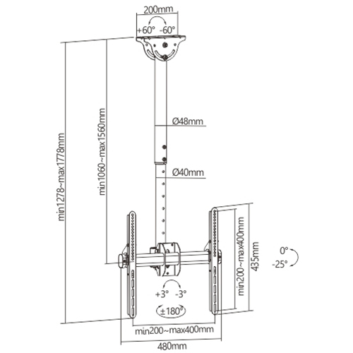 Кронштейн ITECHMOUNT CELB-54SHL Обертання +/-63