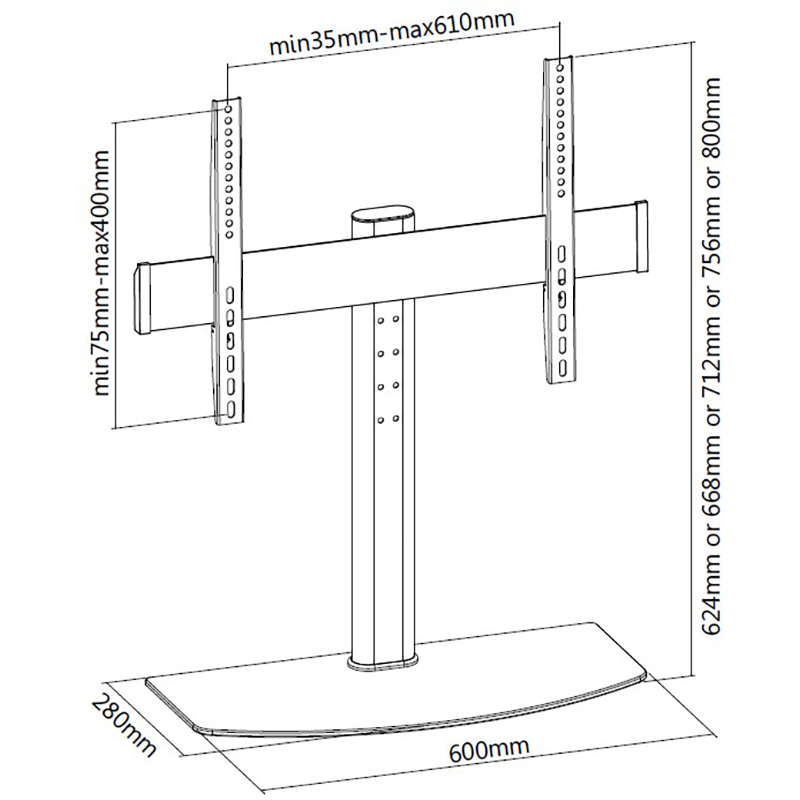 Телевизионная подставка ITECHMOUNT KFS-2 Дополнительно диагональ 32" - 65", VESA: 200х200,300х300,400х300,400х400,600х400 мм