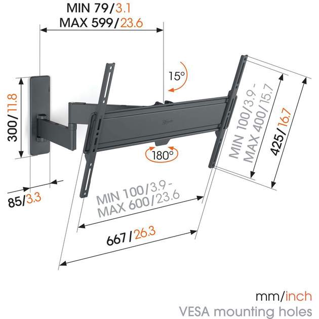 Кронштейн VOGELS TVM 1643 Black (1816430) Діагональ 40-77