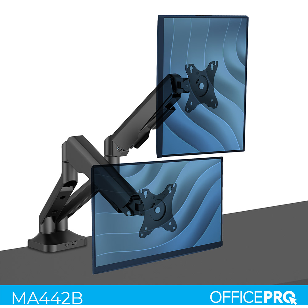 Кронштейн OFFICEPRO MA442B Black Додатково Для кріплення плоских та вигнутих екранів; Кабель-менеджмент