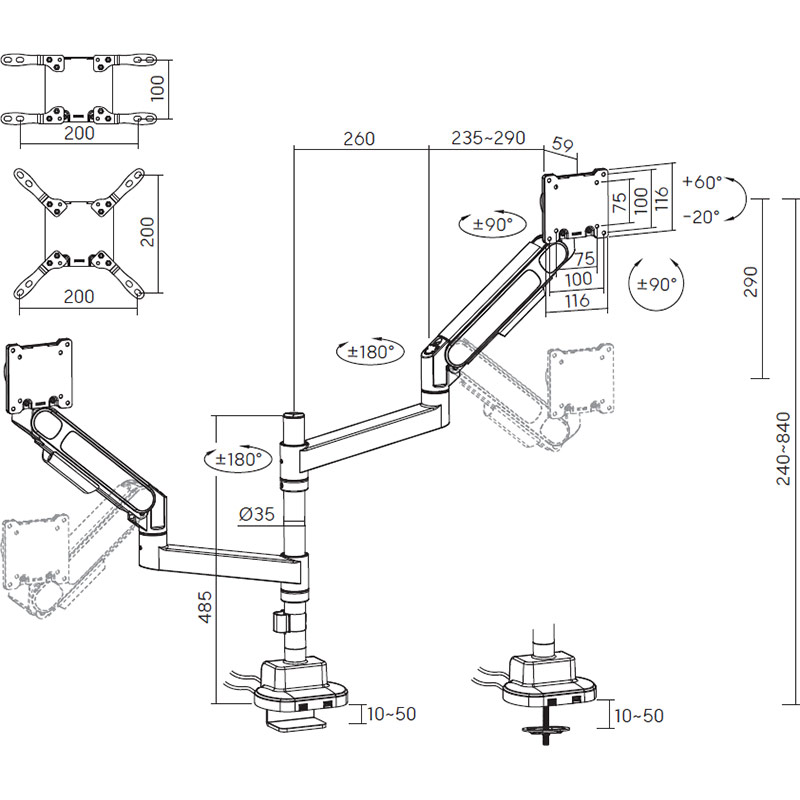Фото 16 Кронштейн OFFICEPRO 24-57" White (MAH752W)