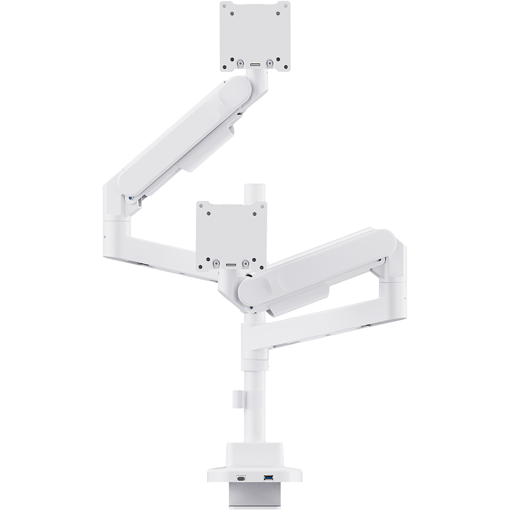 Кронштейн OFFICEPRO 24-57" White (MAH752W) Дополнительно Количество устанавливаемых экранов: 2; Встроенный порт USB Type-C для зарядки и подключения периферии; Регулировки: по высоте, глубине, наклону, повороту и вращению
