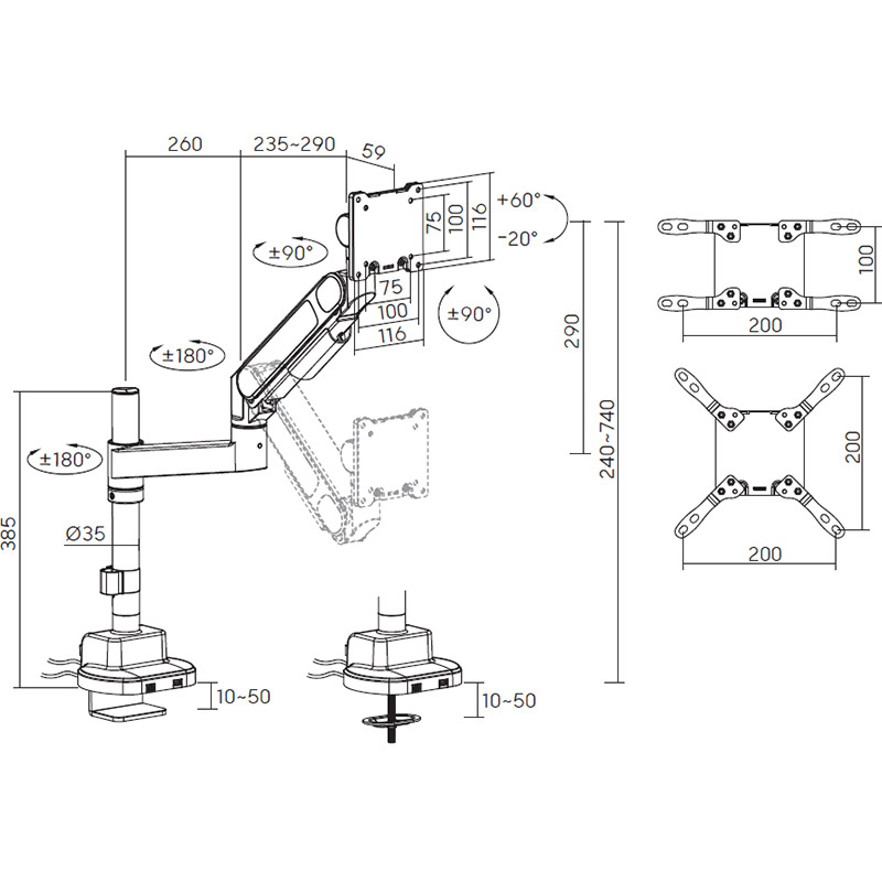 Фото 17 Кронштейн OFFICEPRO 24-57" Black (MAH751B)